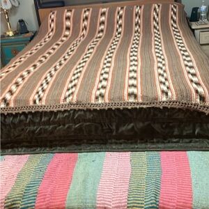 Cozy Brown and Orange Striped Crochet Blanket